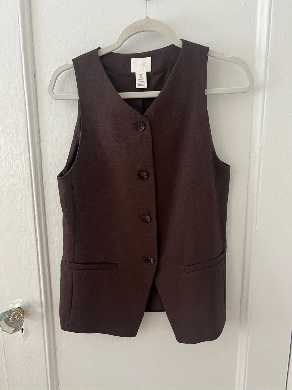 H&M Dark Brown Tailored Sleeveless Vest